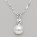 Modern Moissanite and Pearl Drop Pendant