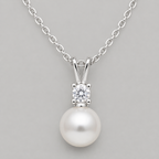 Modern Moissanite and Pearl Drop Pendant