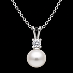 Modern Moissanite and Pearl Drop Pendant