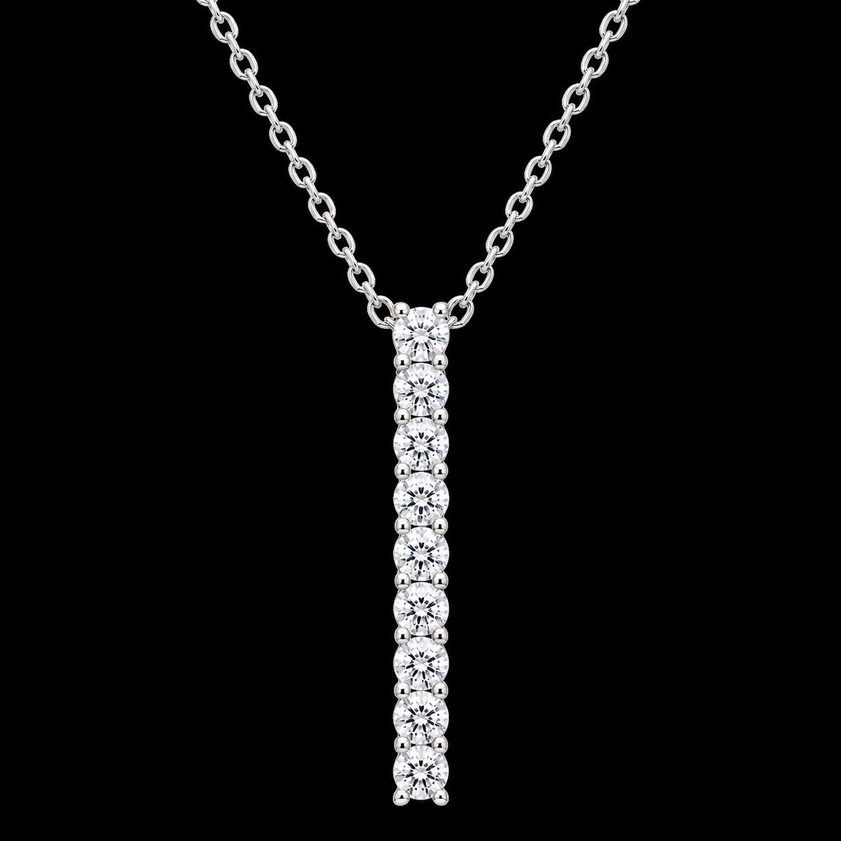 Sleek Linear Crystal Moissanite Pendant