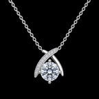 Elegant Crossed-Arch Silver Moissanite Pendant