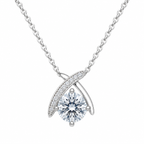 Elegant Crossed-Arch Silver Moissanite Pendant