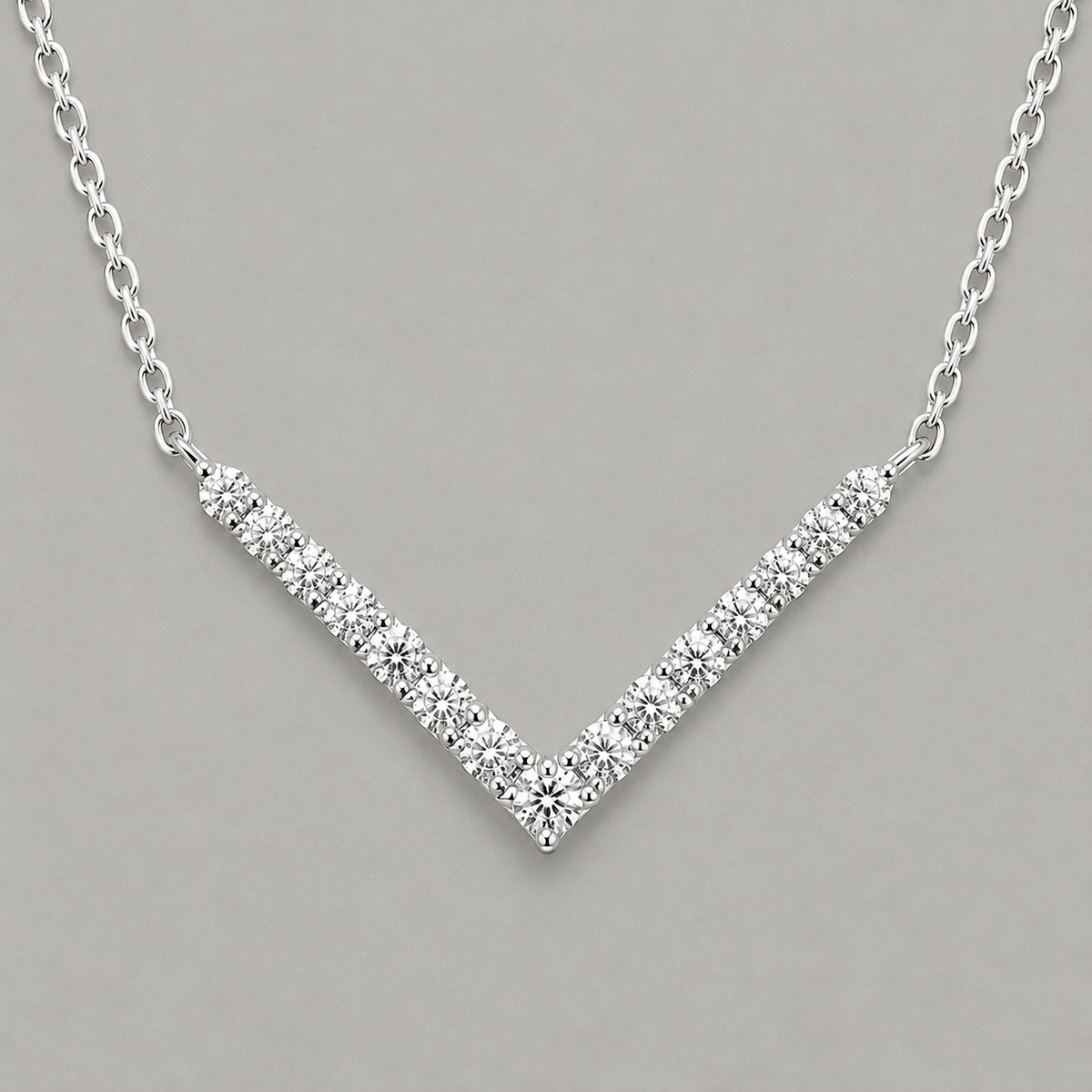 V-Shaped Moissanite Silver Pendant