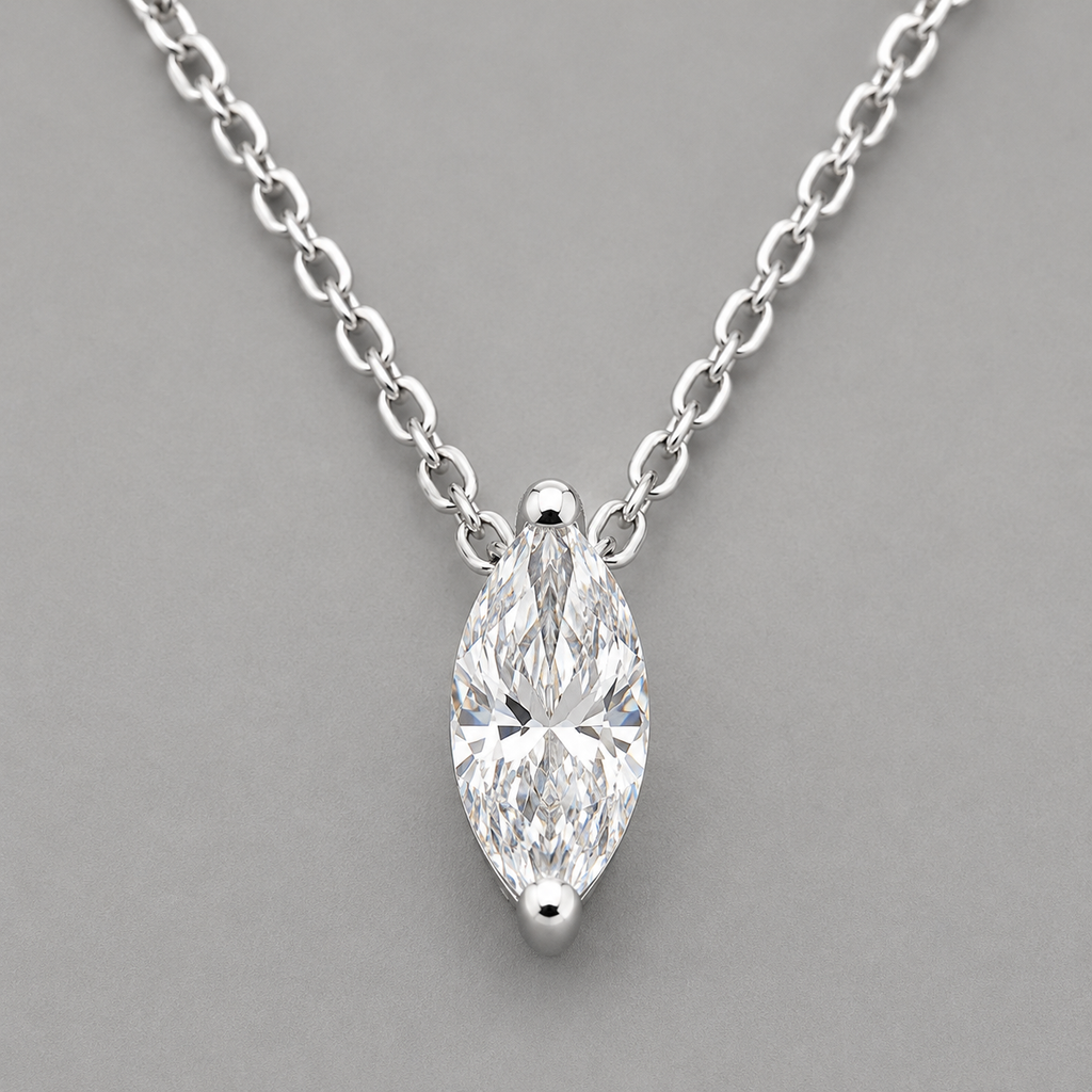 S925 Silver Marquise Moissanite Marquise Cut Necklace