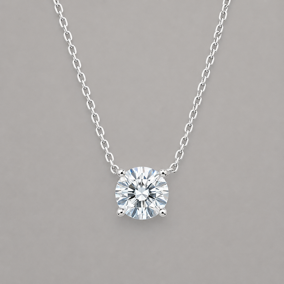 Silver Round Cut Moissanite Pendant
