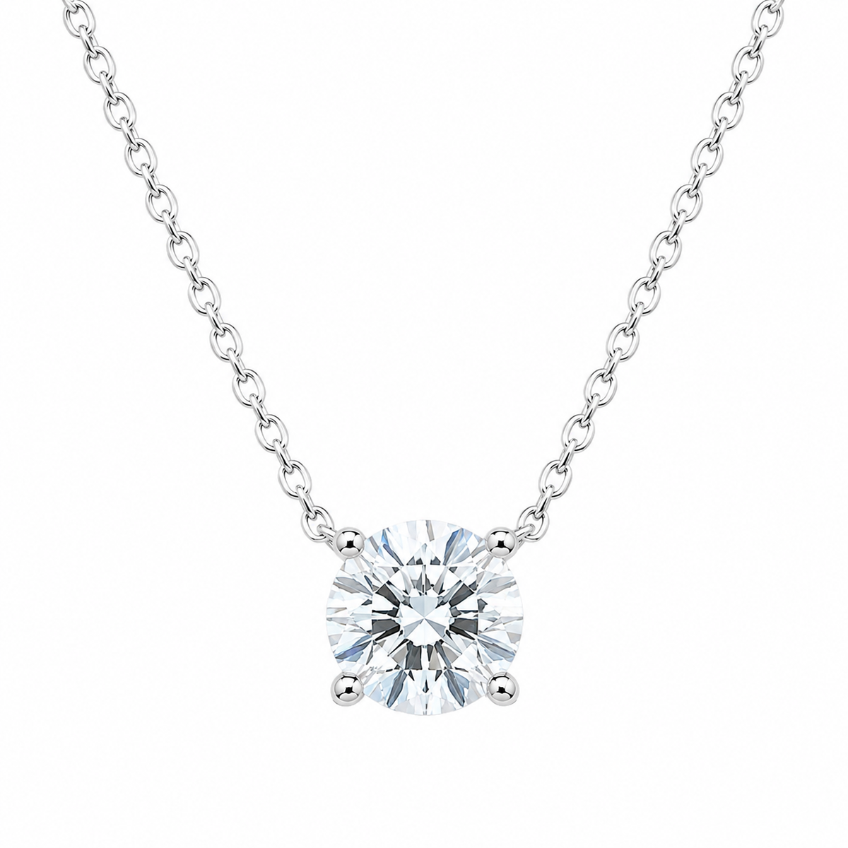 Silver Round Cut Moissanite Pendant