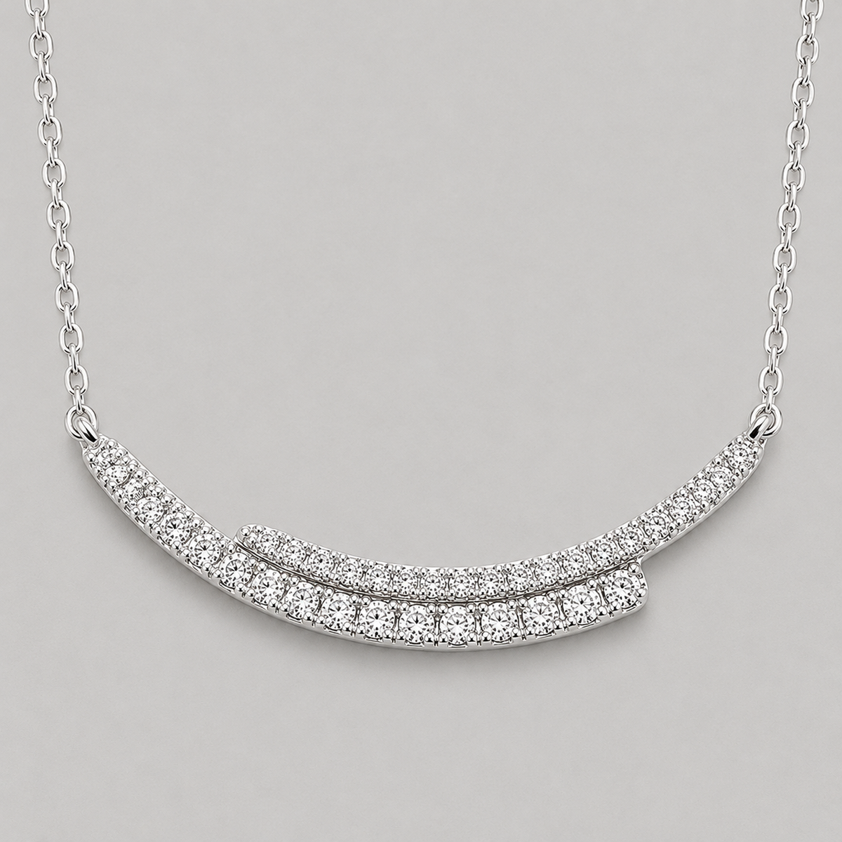 Sterling Silver Dual-Arc Smile Necklace