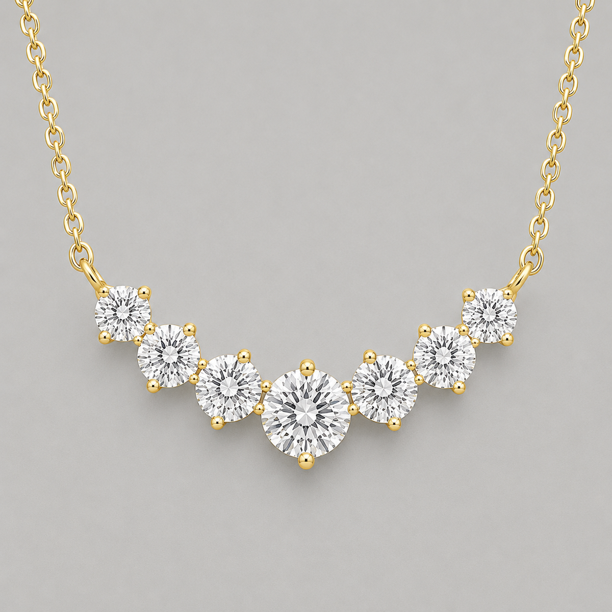 Sterling Silver Moissanite Seven-Stone Necklace