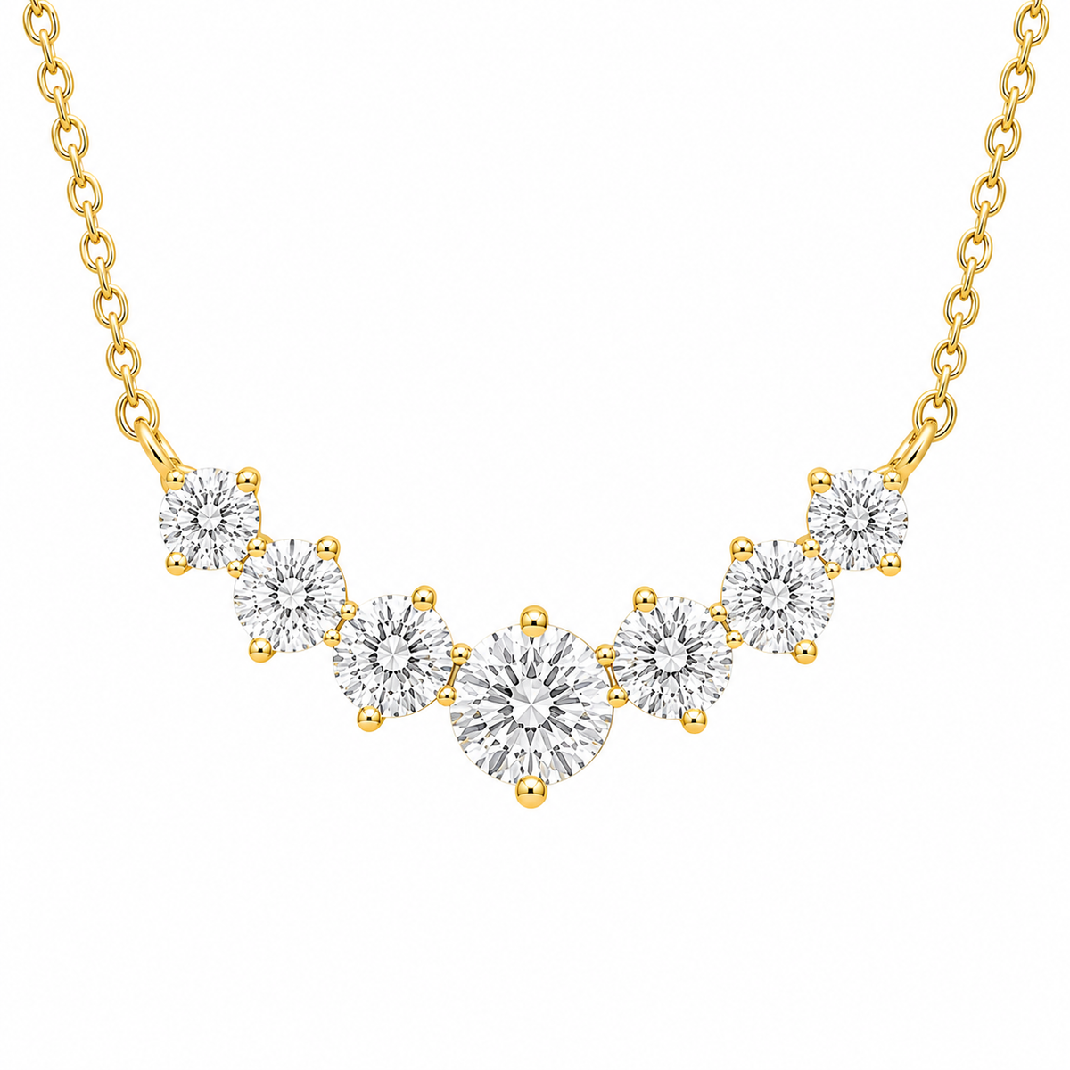 Sterling Silver Moissanite Seven-Stone Necklace