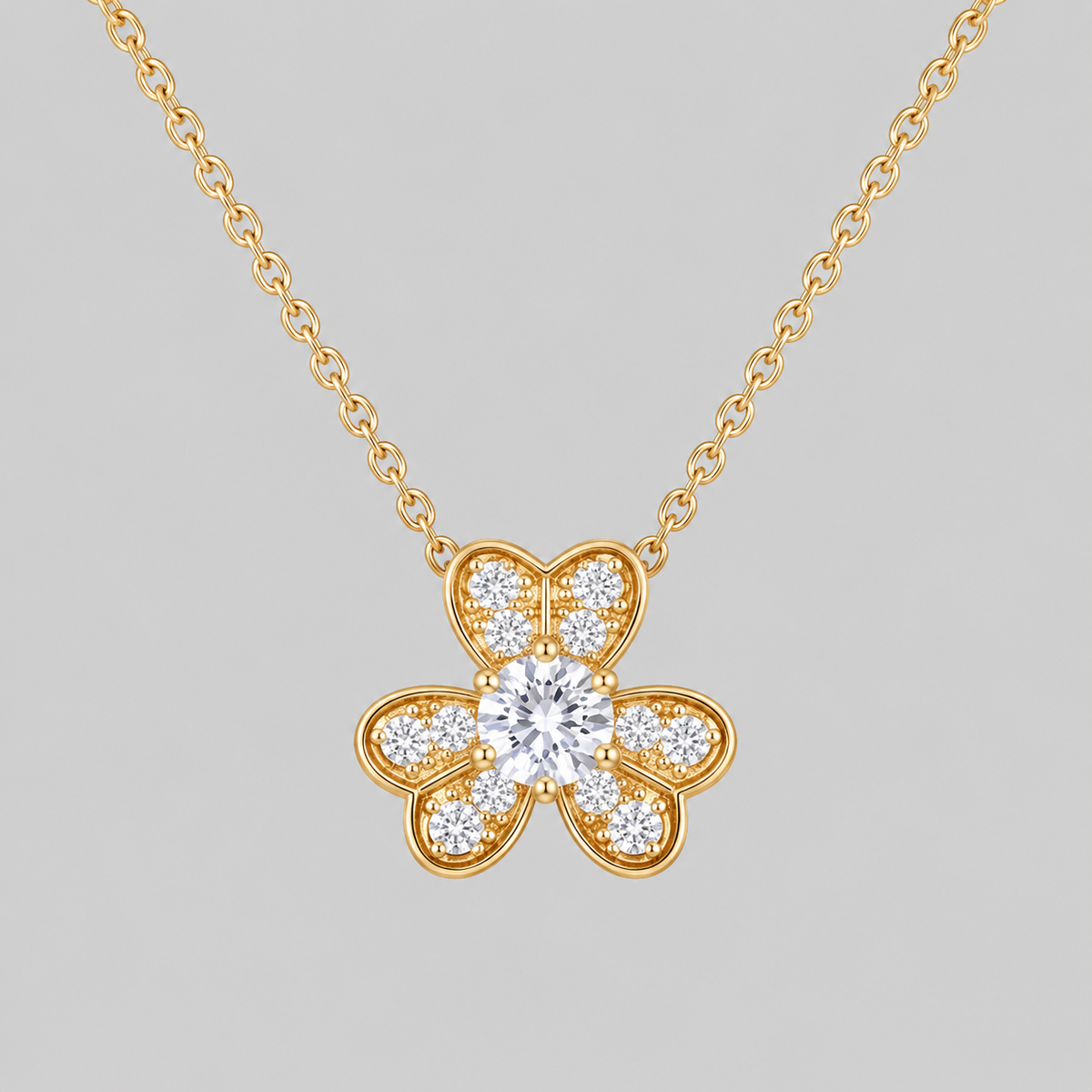 Gold Blossom Silver Moissanite Pendant