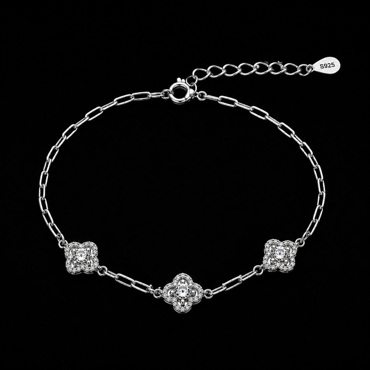 S925 Moissanite Floral Link Bracelet
