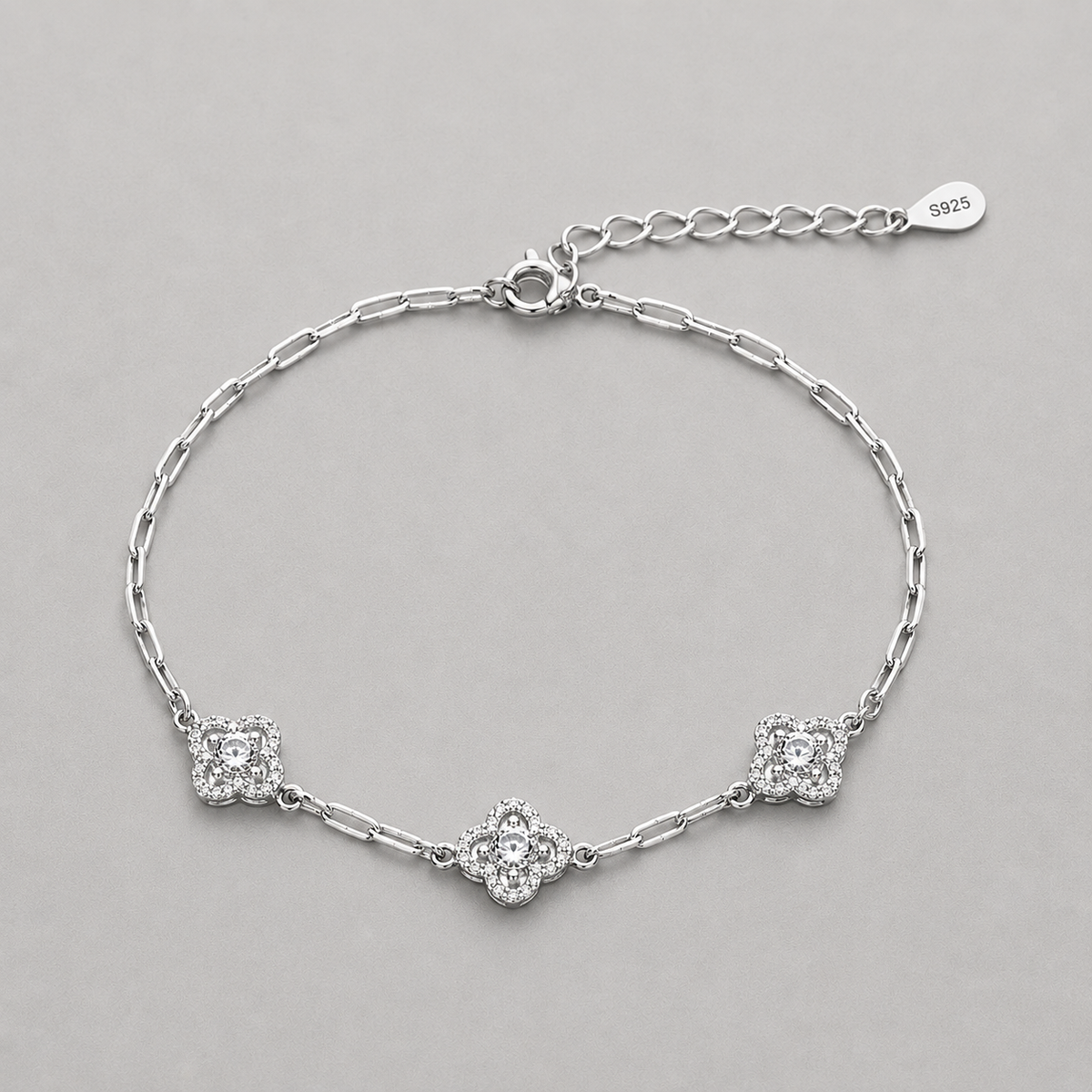 S925 Moissanite Floral Link Bracelet