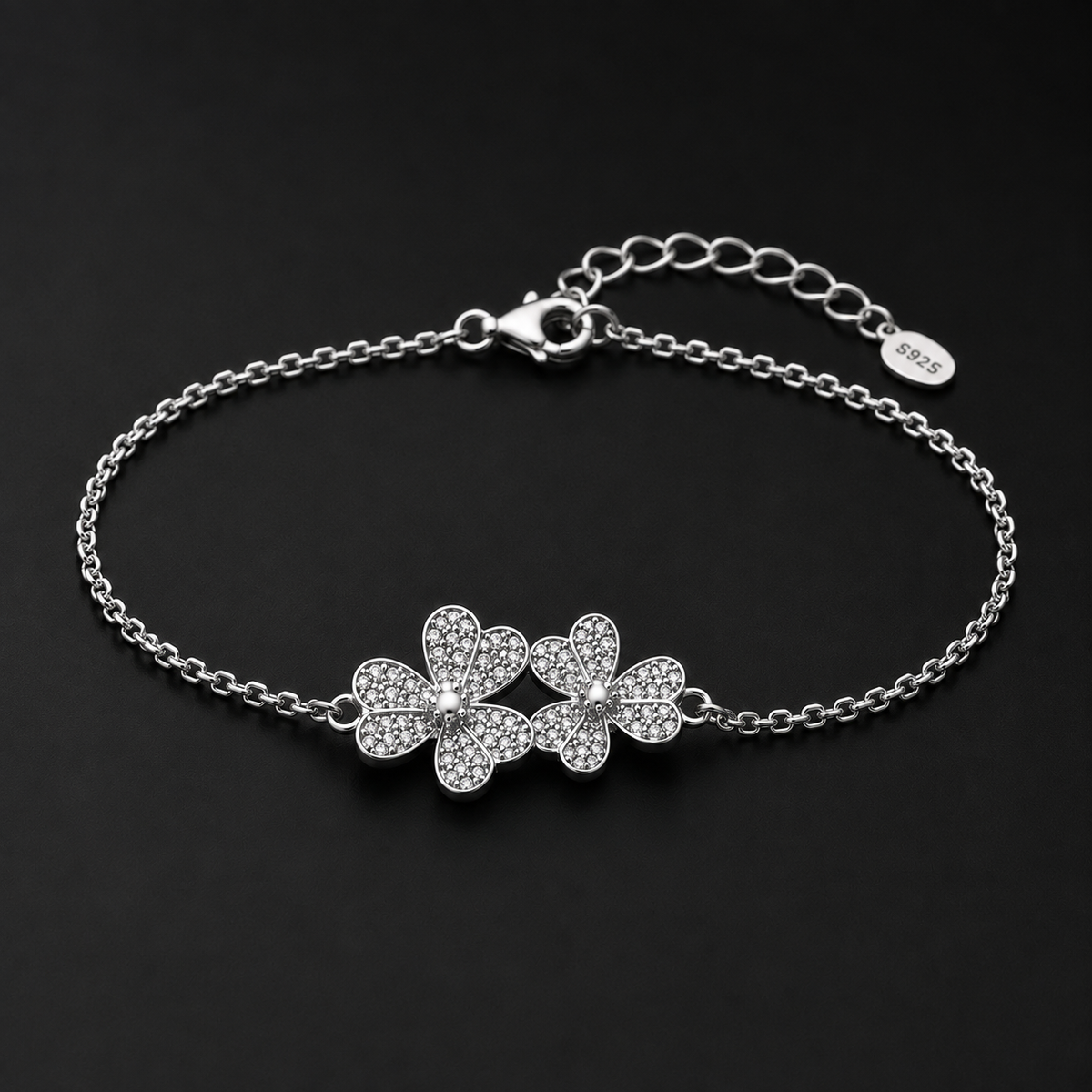Elegant Crystal Flower Chain Bracelet