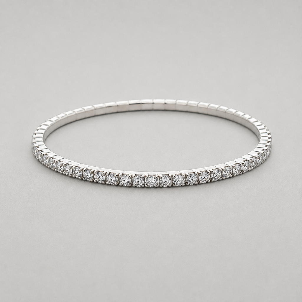 Classic Silver Crystal Tennis Bracelet