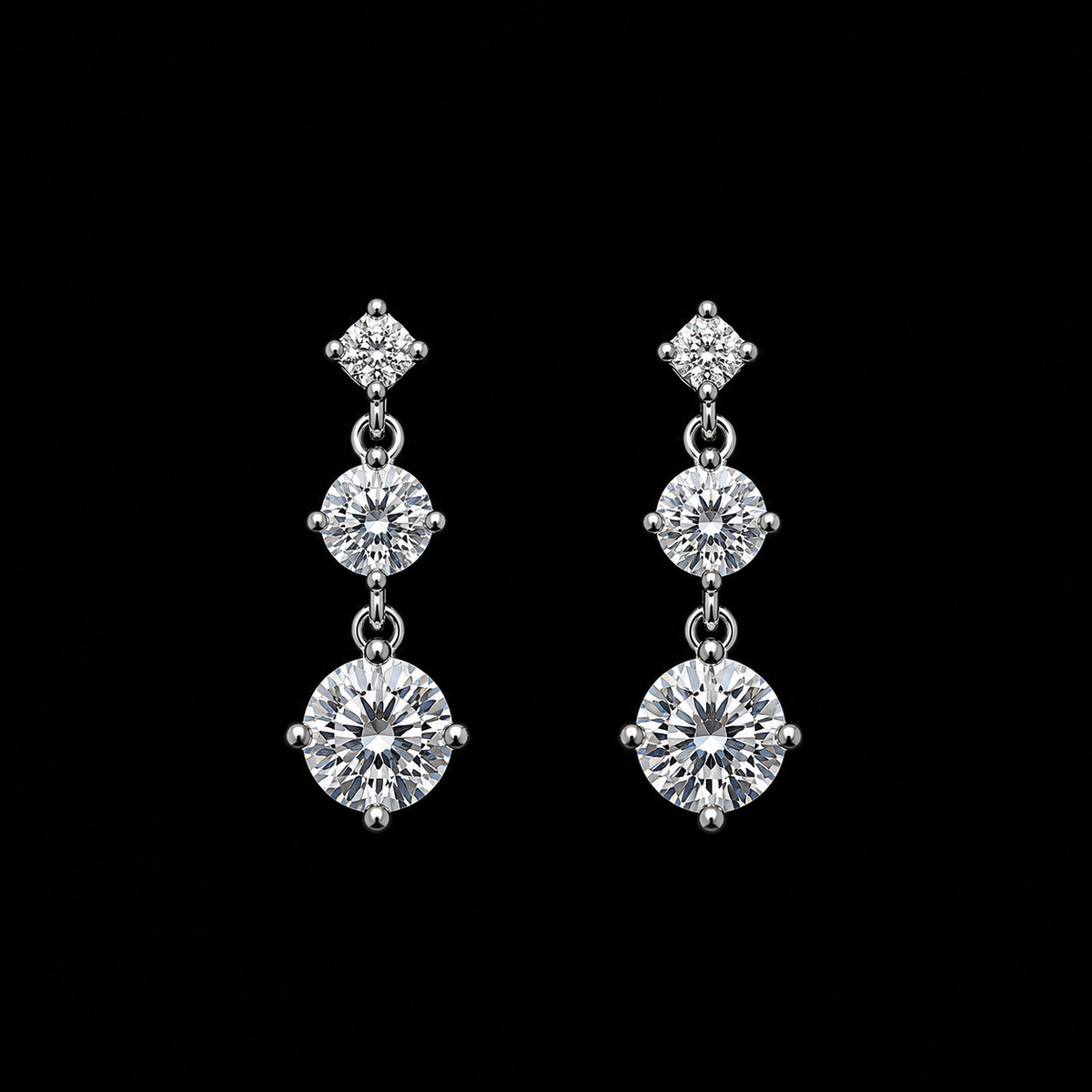 Sterling Silver Triple-Stone Drops