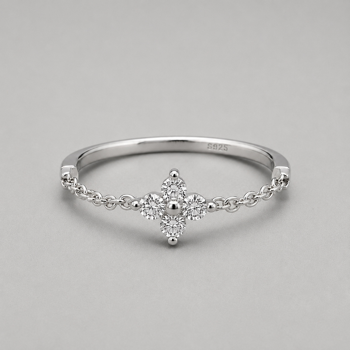 Sterling Silver Starburst Chain Ring