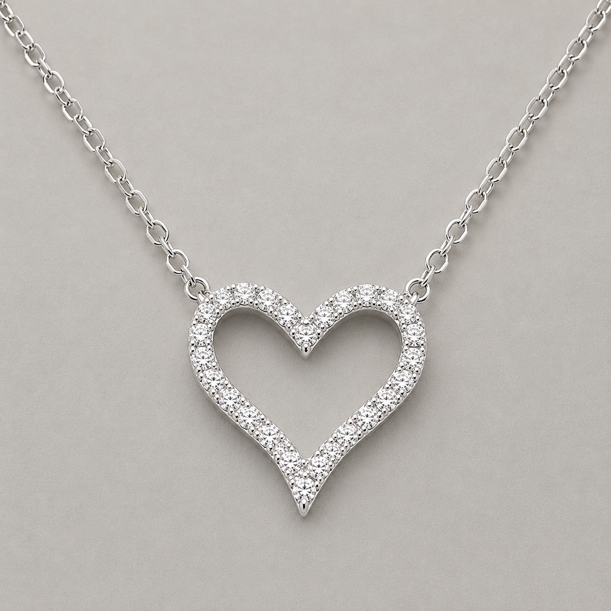 Sterling Silver Open Heart Necklace