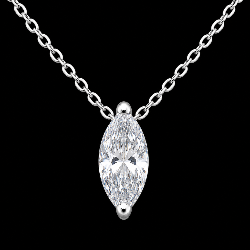S925 Silver Marquise Moissanite Marquise Cut Necklace
