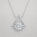 Triangular Halo Silver Moissanite Pendant