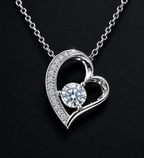 Vivid Heart Silver Moissanite Pendant