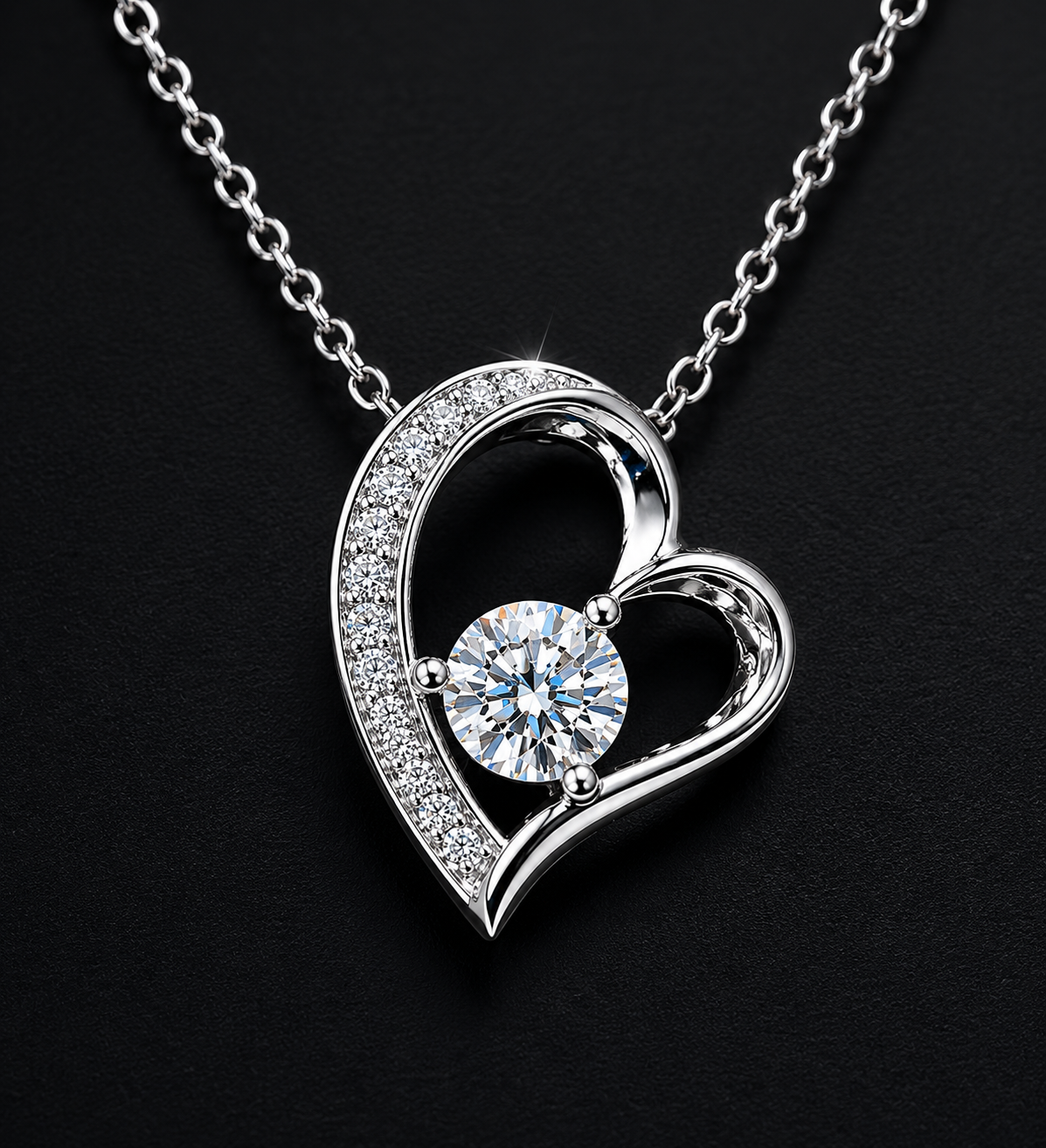 Vivid Heart Silver Moissanite Pendant