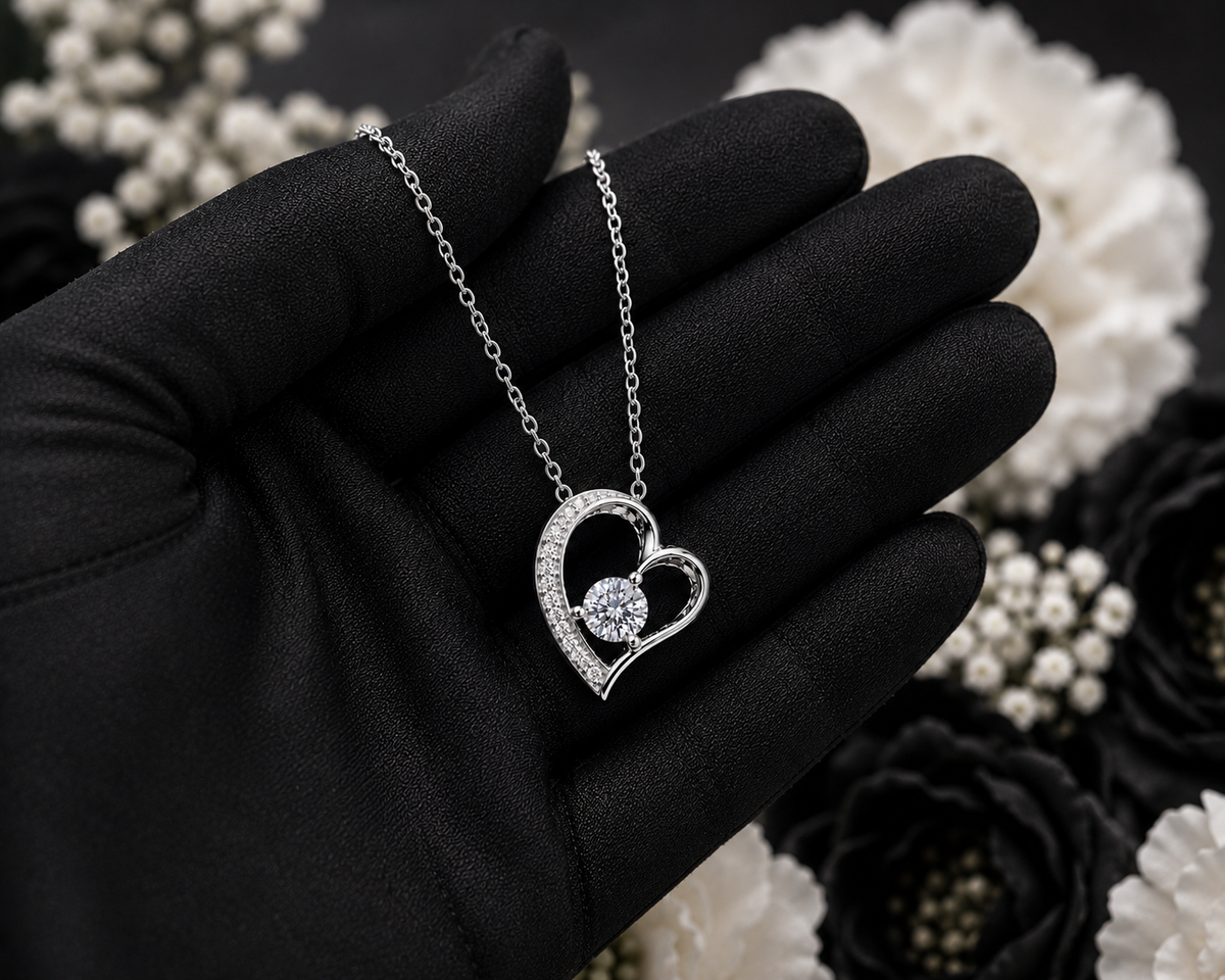 Vivid Heart Silver Moissanite Pendant
