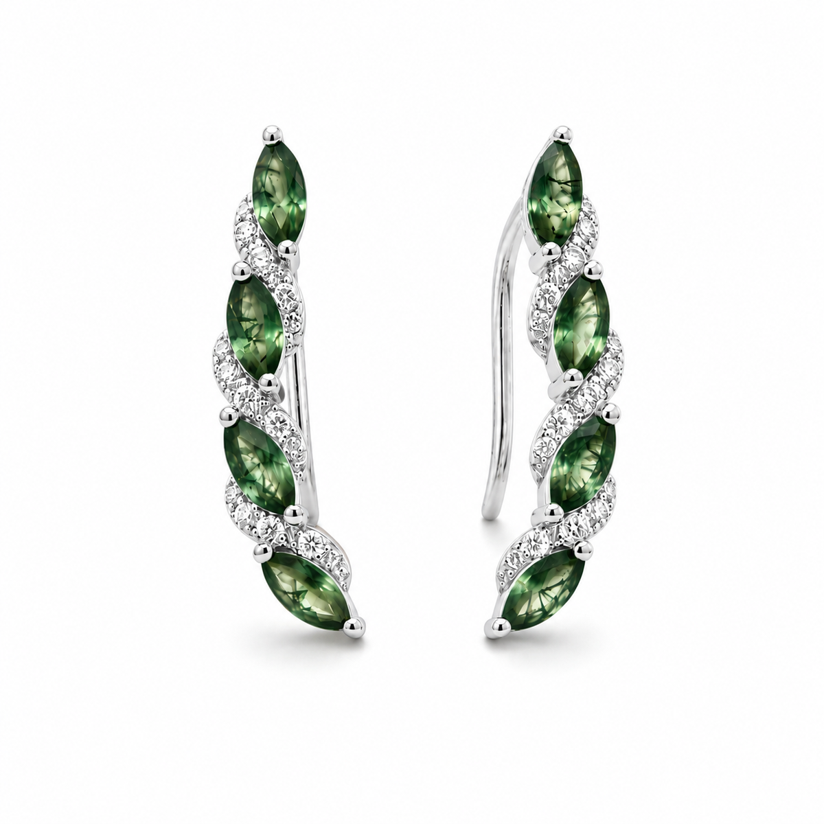 Ethereal Moss Agate Vine Earrings
