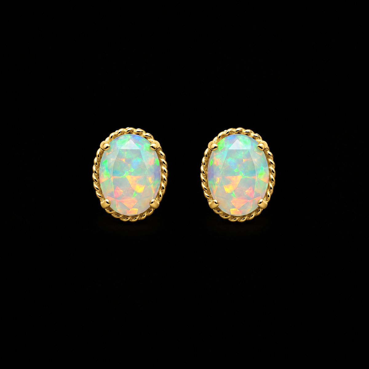 Oval Iridescent Opal Stud