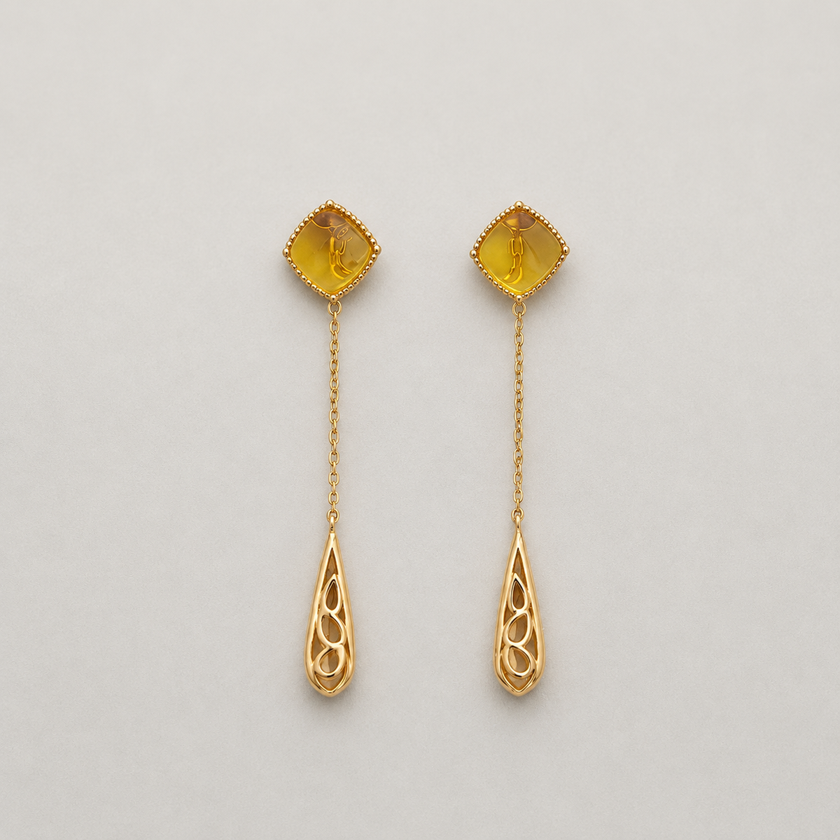 Gold-Plated Citrine Drop Earrings