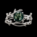 Silver Vine Green Gemstone Ring