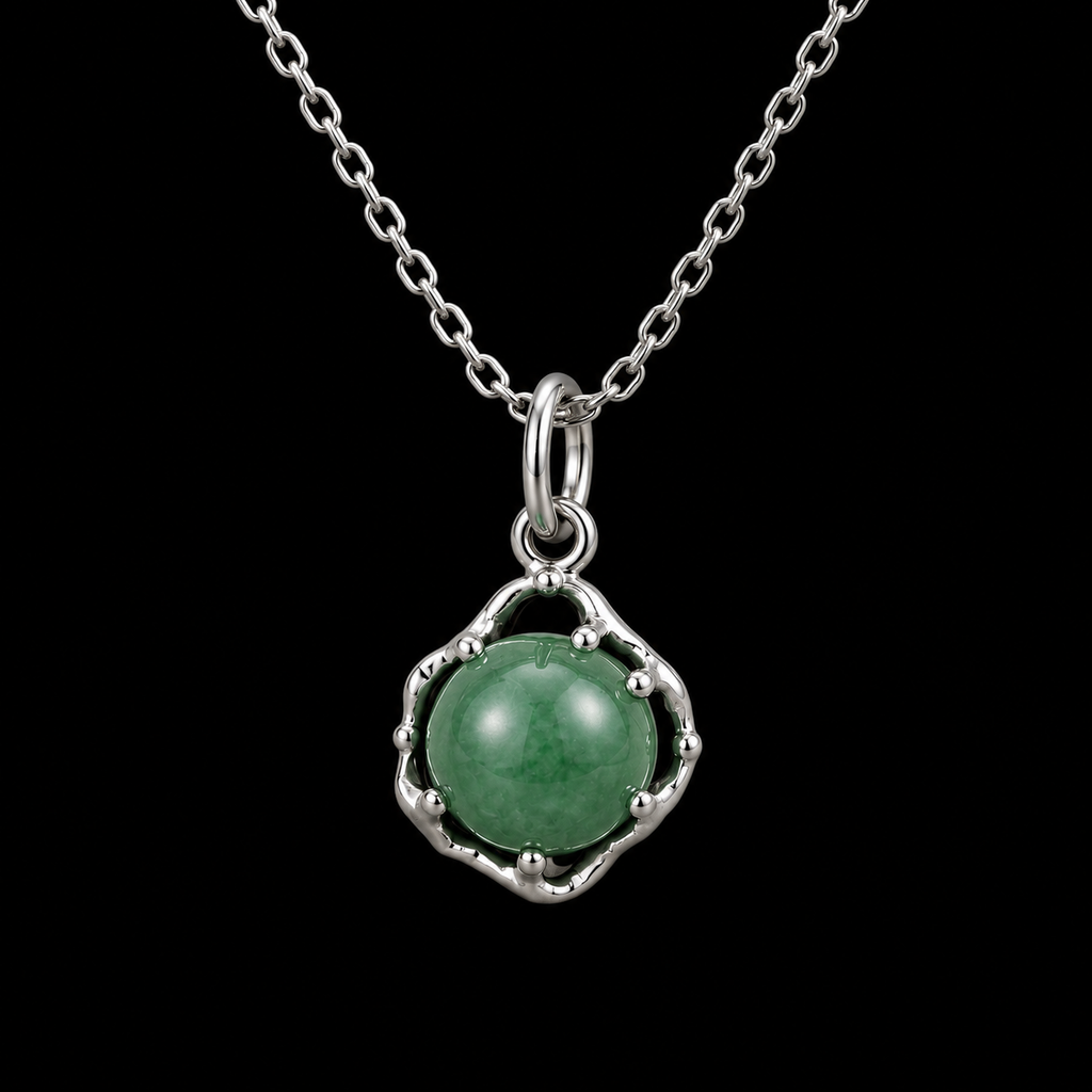 Whimsical Moss Agate Orb Necklace