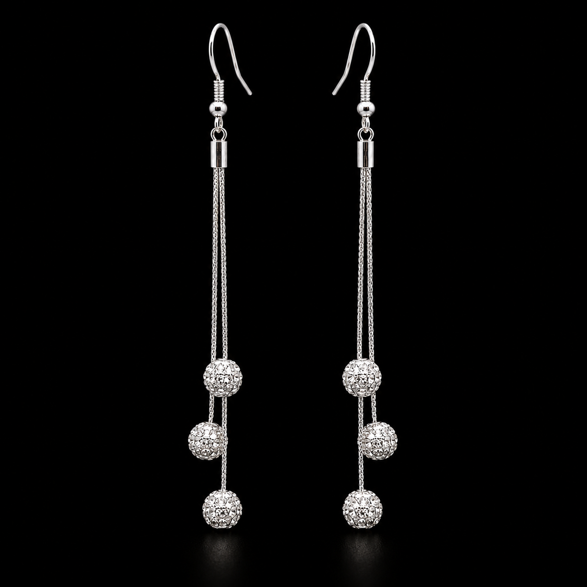 Elegant Silver Tassel Drop Earrings