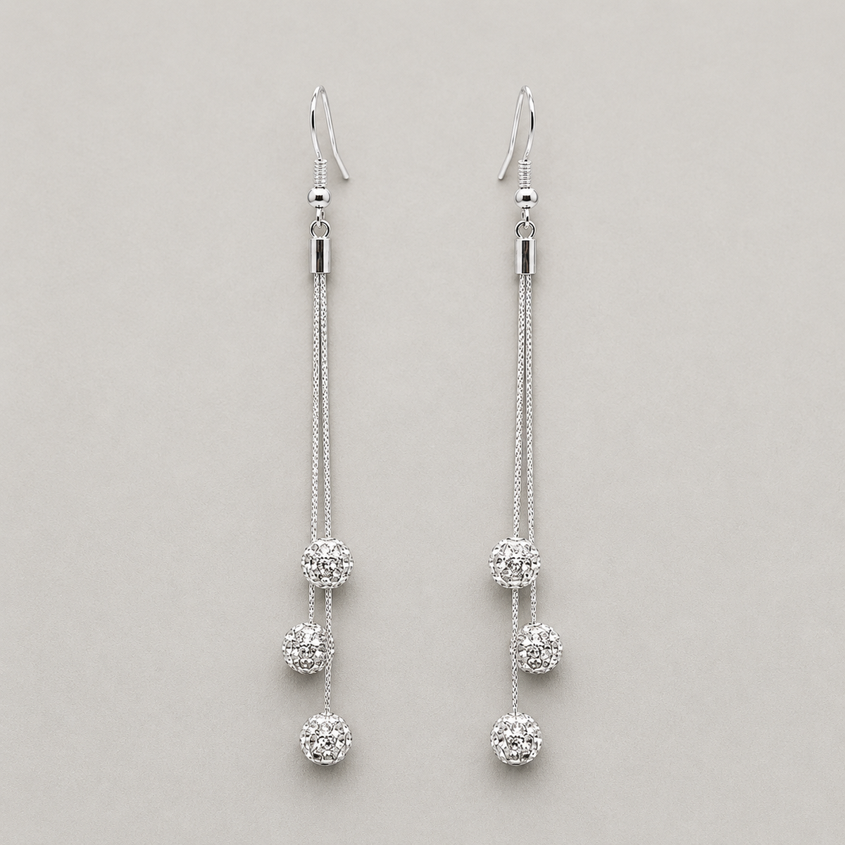 Elegant Silver Tassel Drop Earrings