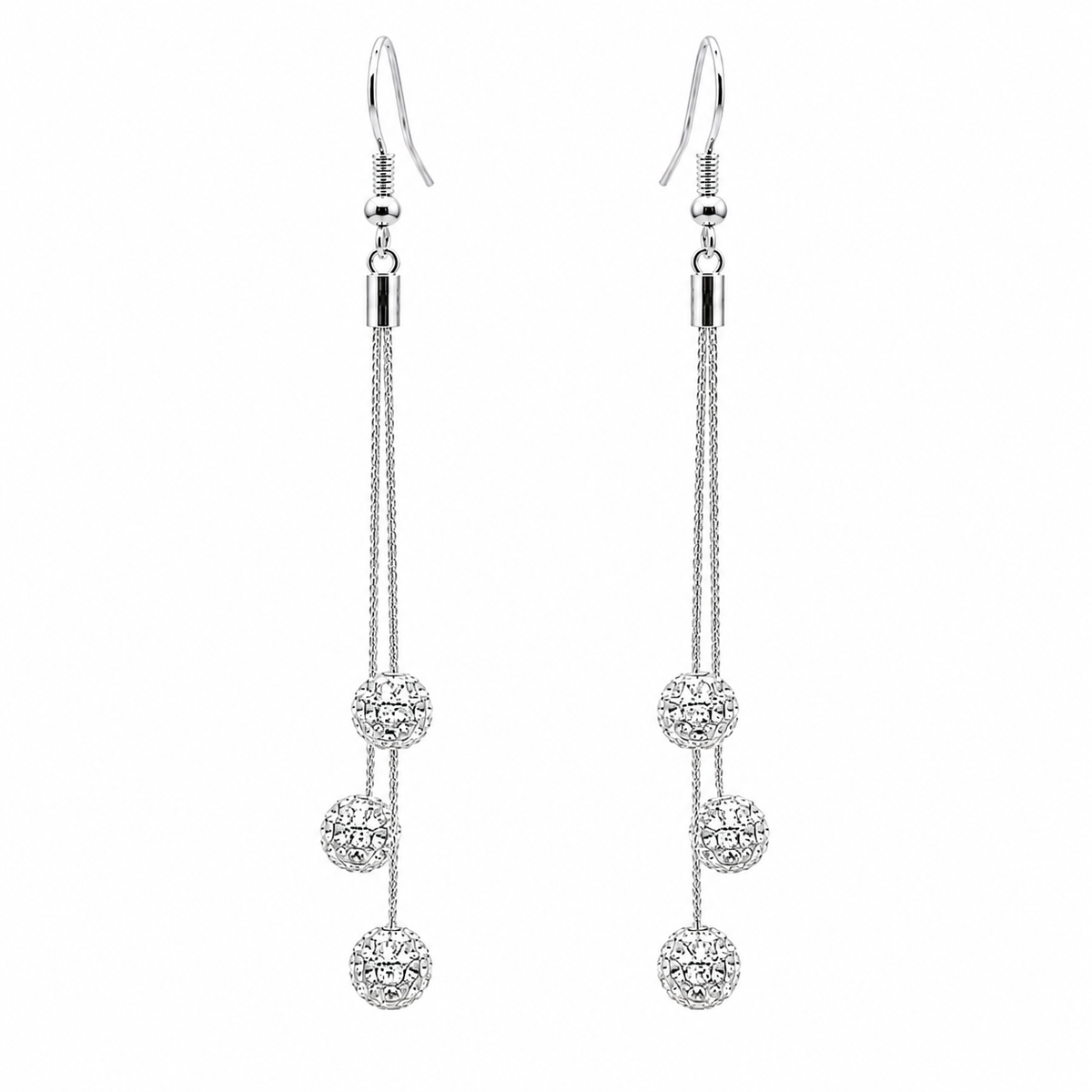 Elegant Silver Tassel Drop Earrings