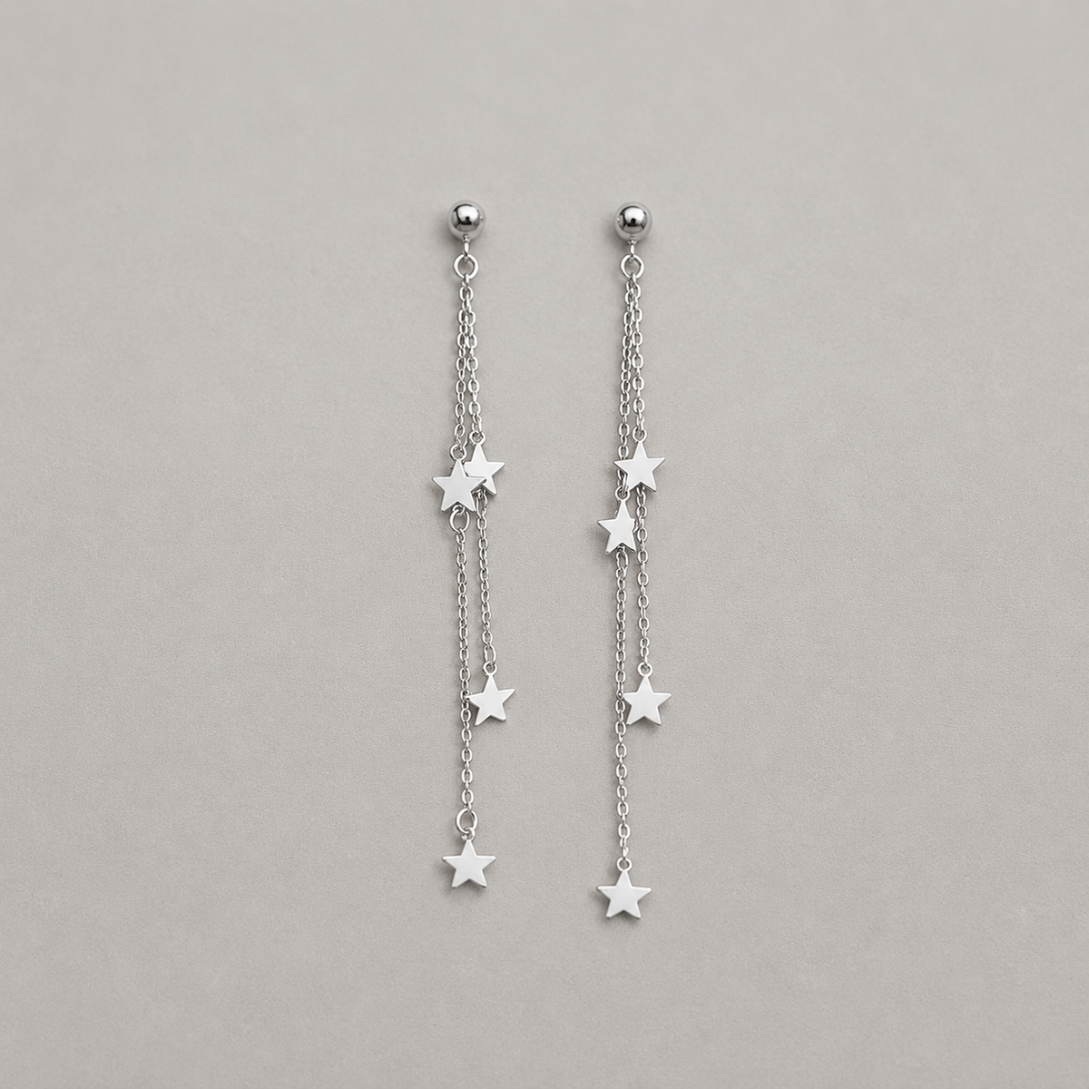 Artisanal Multi-Tiered Star Tassel Drops in Genuine Silver