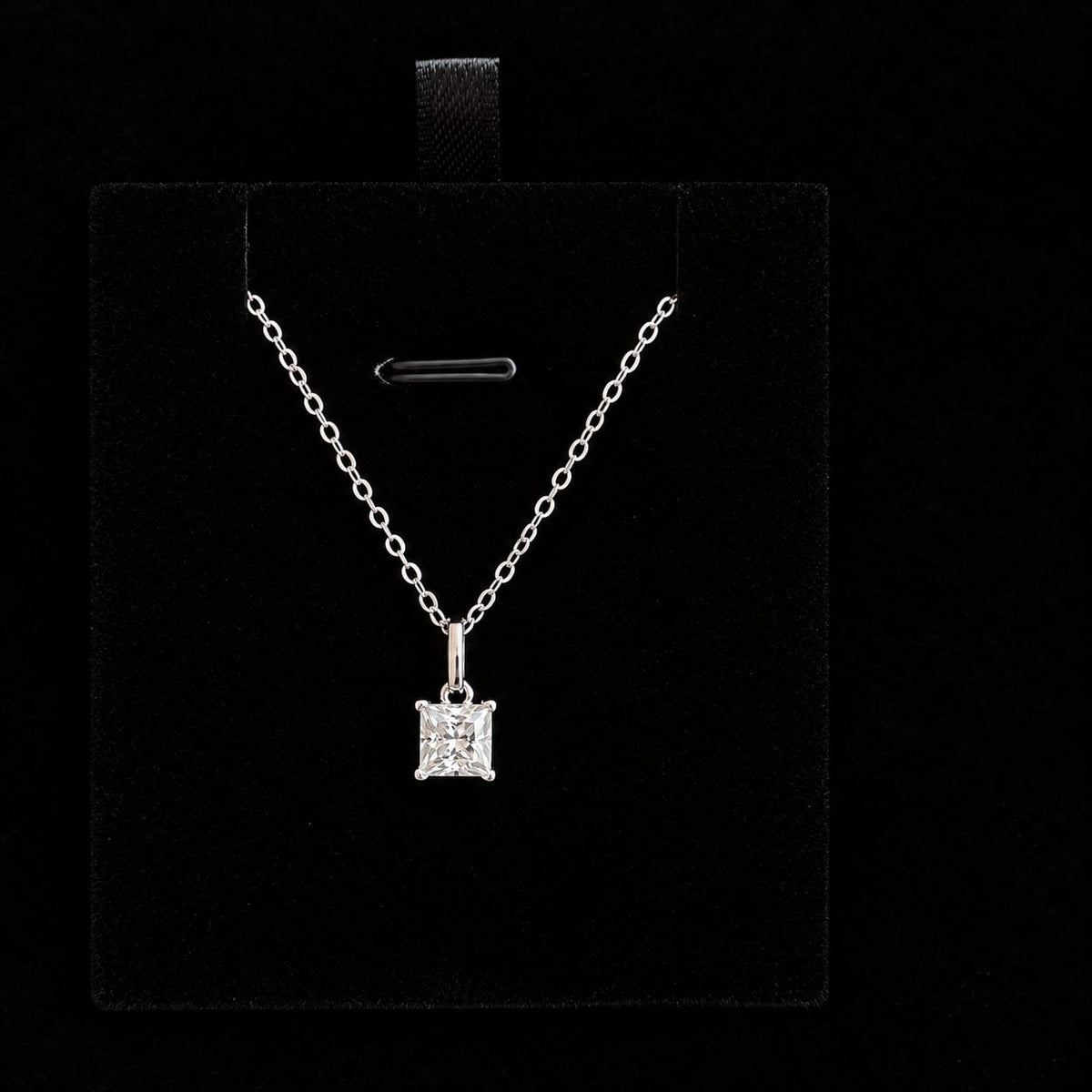 Elegant 925 Silver Moissanite Princes Cut Pendant