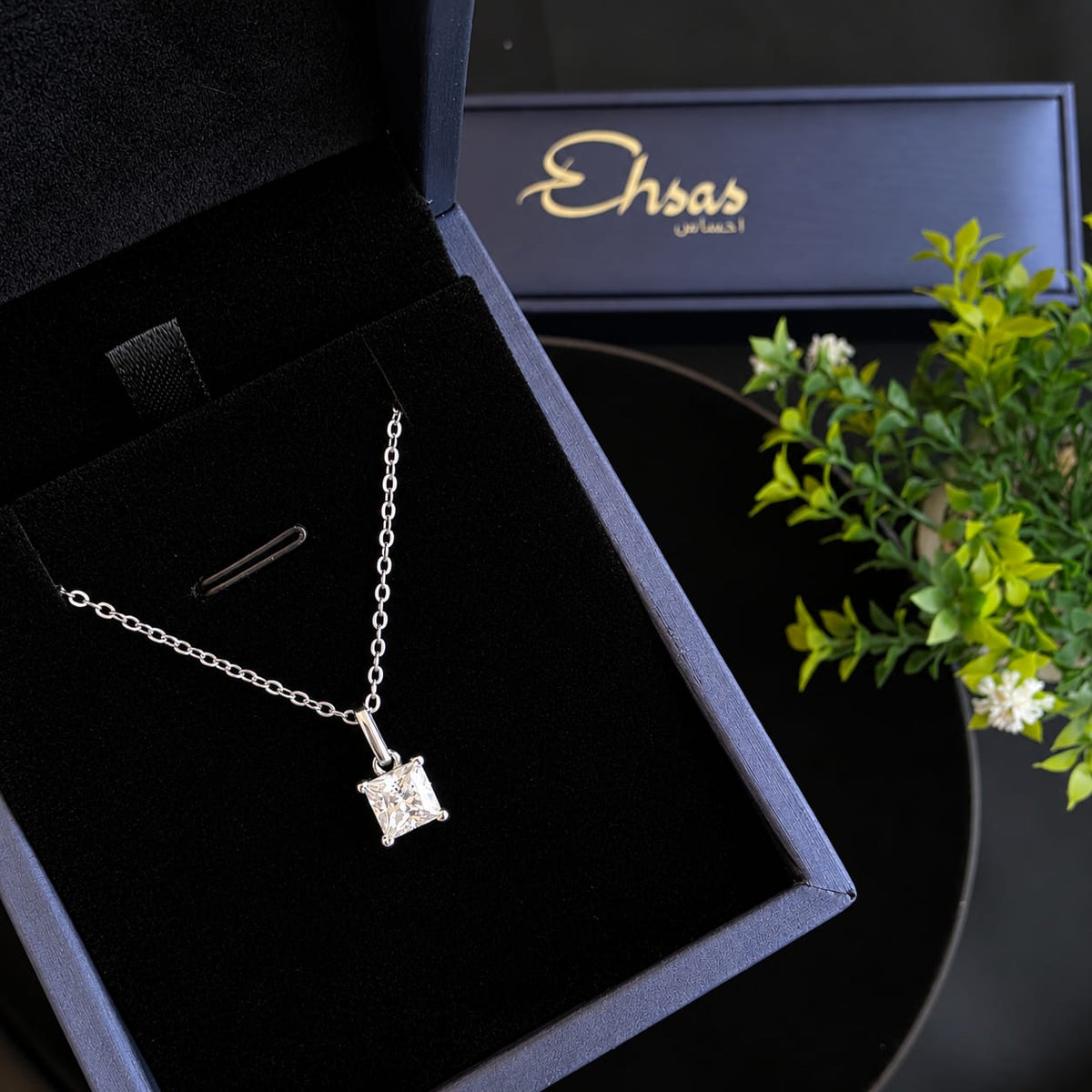 Elegant 925 Silver Moissanite Princes Cut Pendant