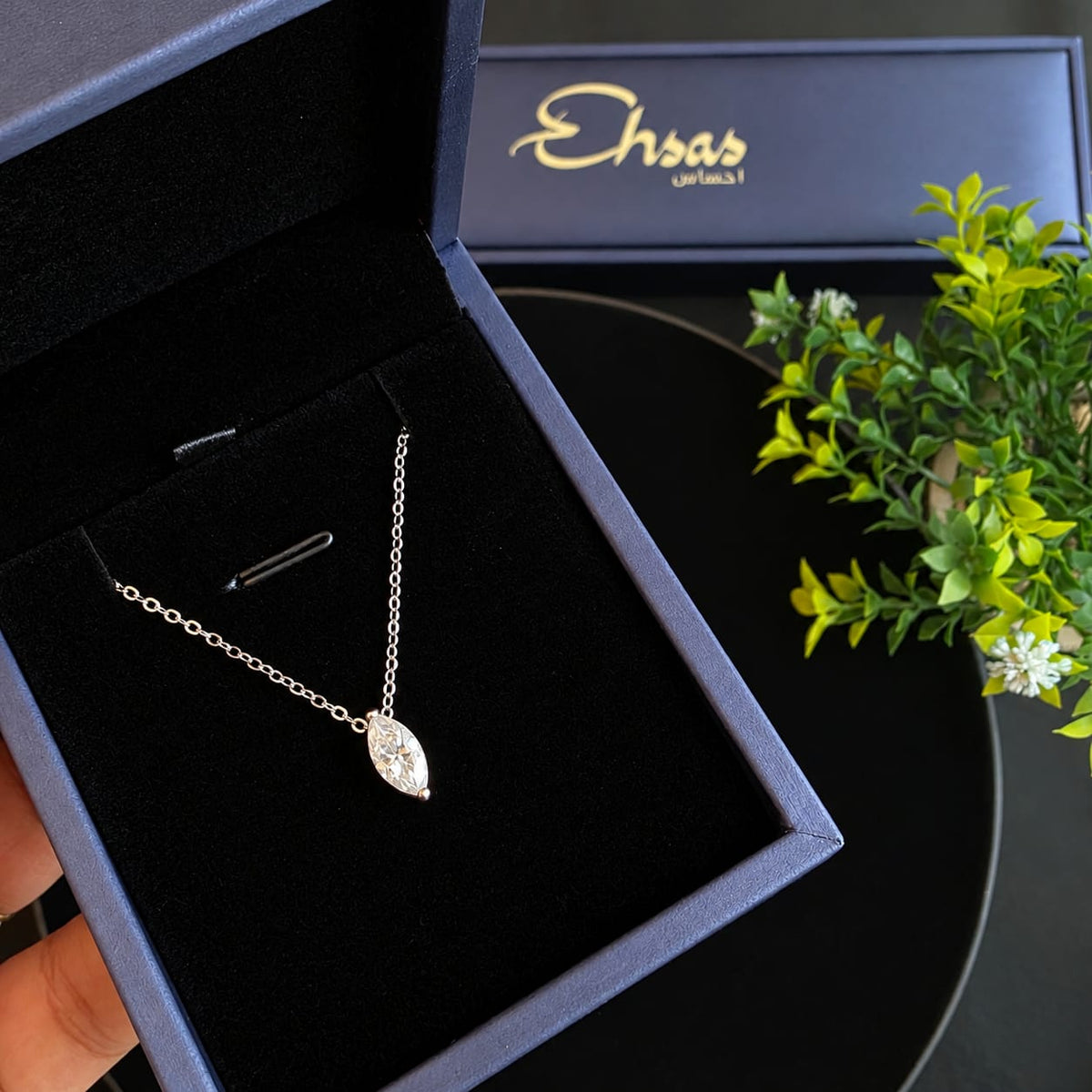 S925 Silver Marquise Moissanite Marquise Cut Necklace