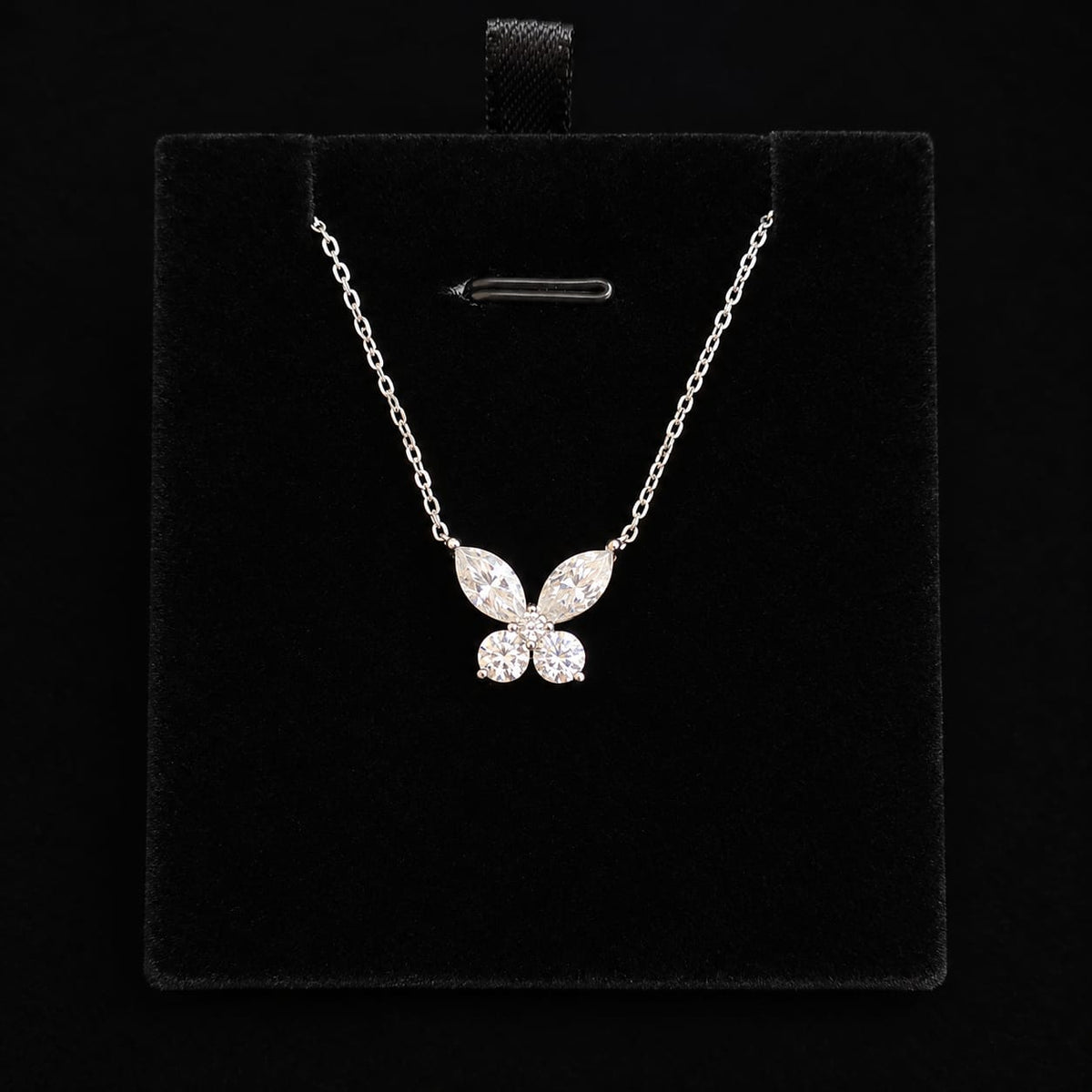 Radiant Silver Moissanite Butterfly Pendant
