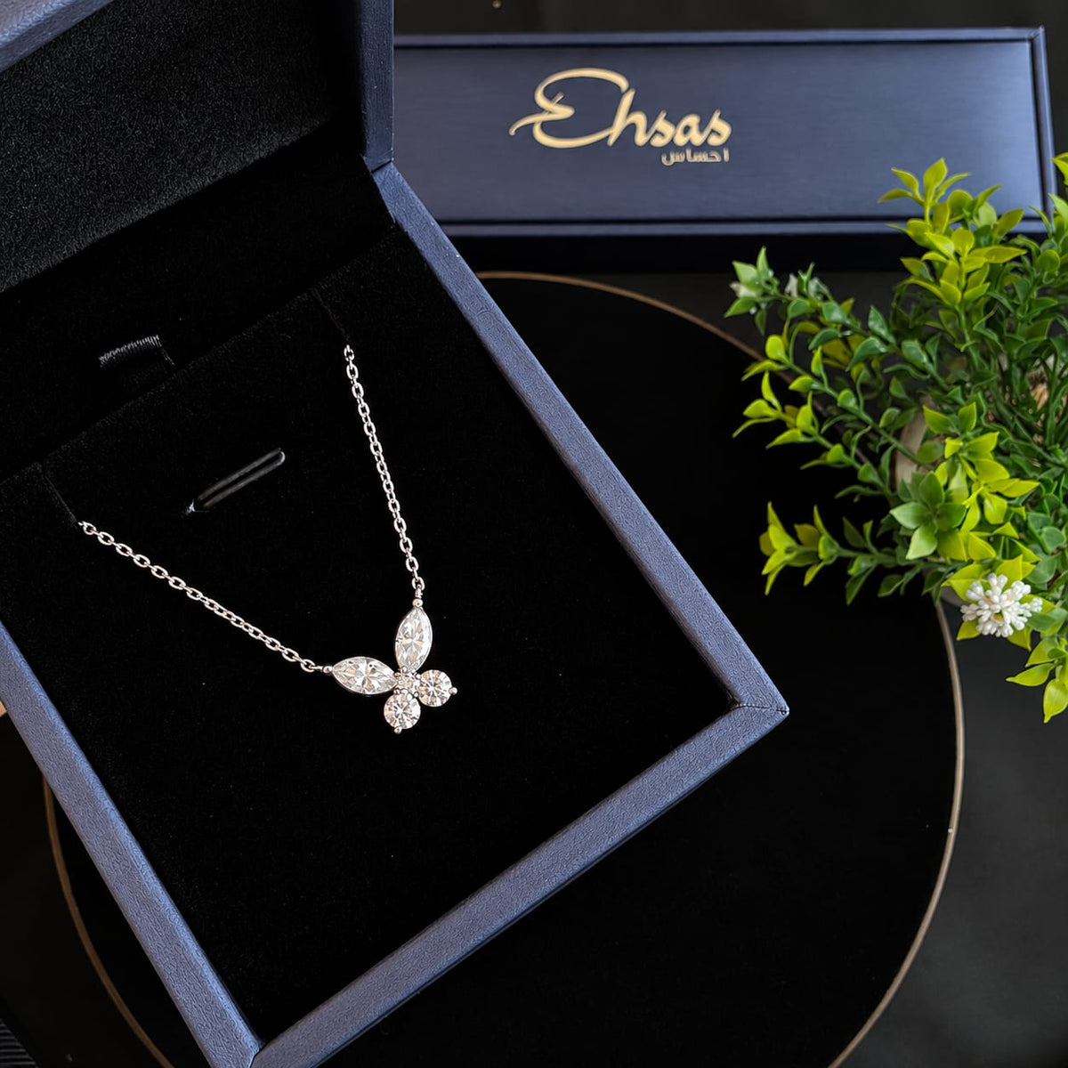 Radiant Silver Moissanite Butterfly Pendant