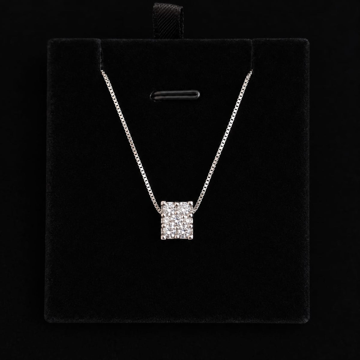 Radiant Silver Moissanite Cylinder Necklace