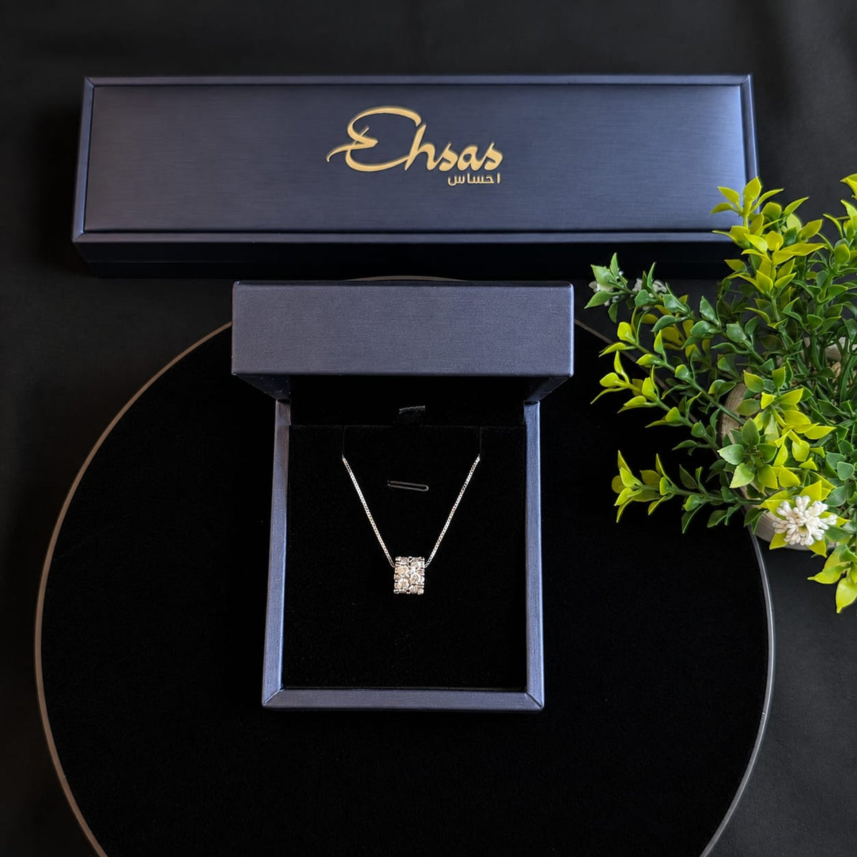 Radiant Silver Moissanite Cylinder Necklace