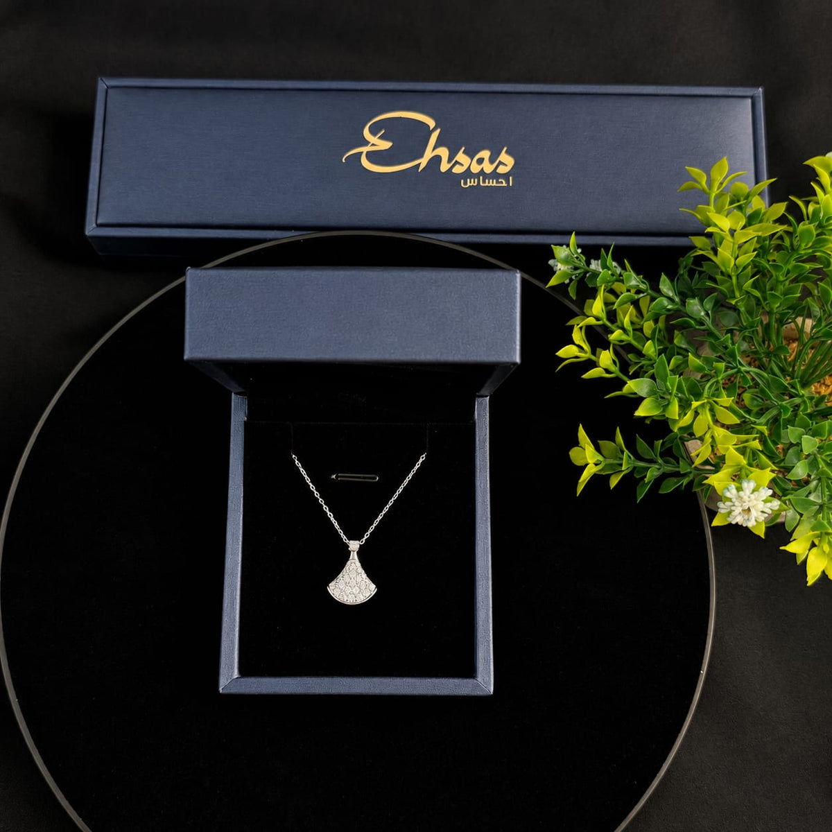 Radiant Silver Moissanite Fan Necklace