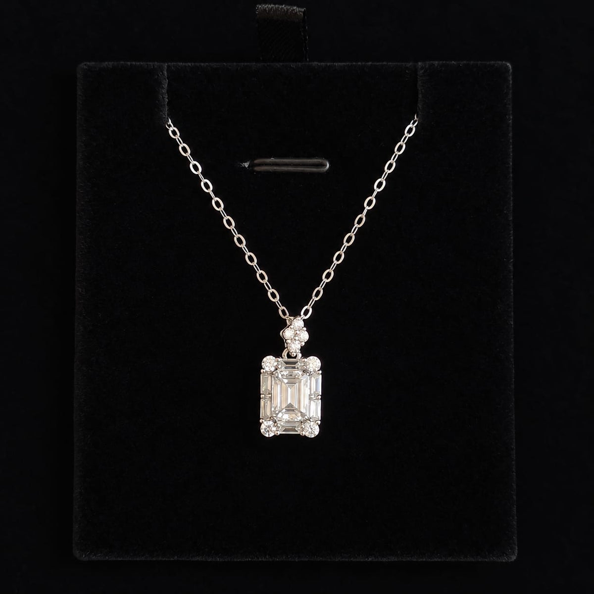 Radiant Emerald-Cut Silver Moissanite Pendant