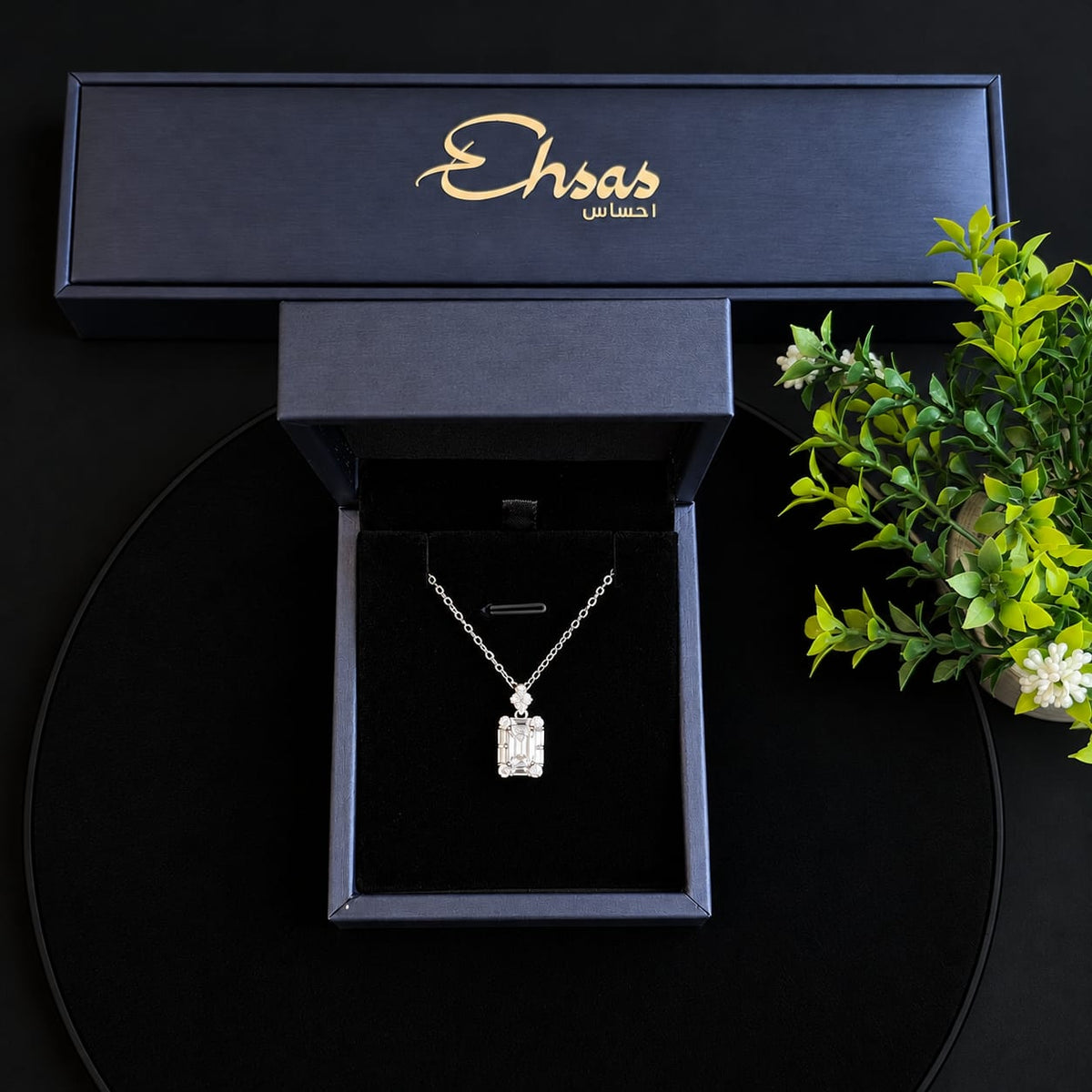 Radiant Emerald-Cut Silver Moissanite Pendant