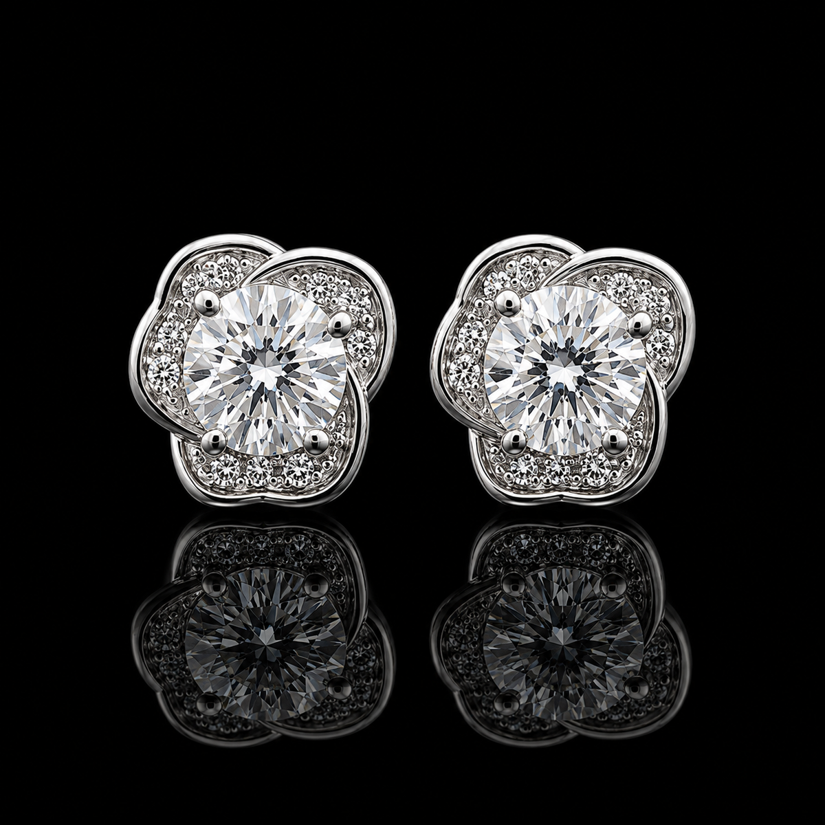 Elegant Triple-Petal Floral Stud Earrings