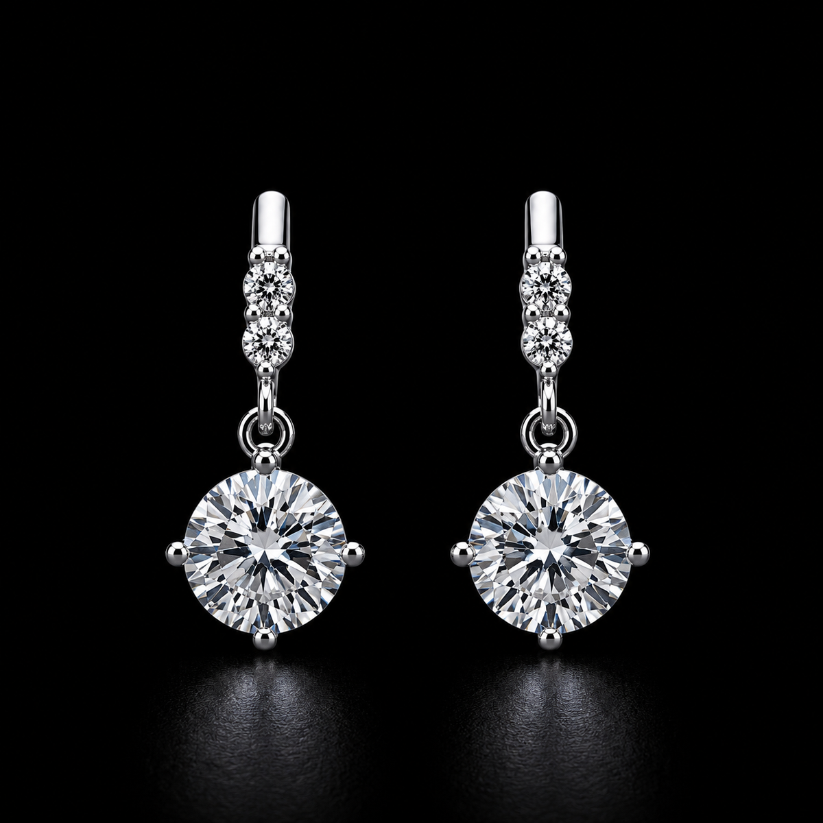Round-Cut Solitaire Drop Earrings