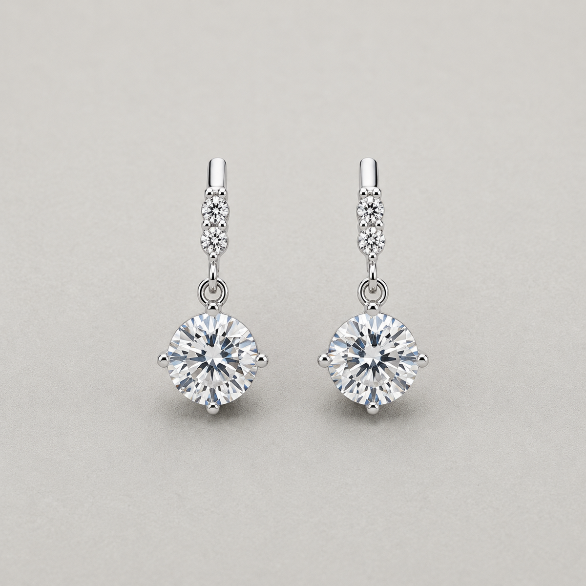 Round-Cut Solitaire Drop Earrings