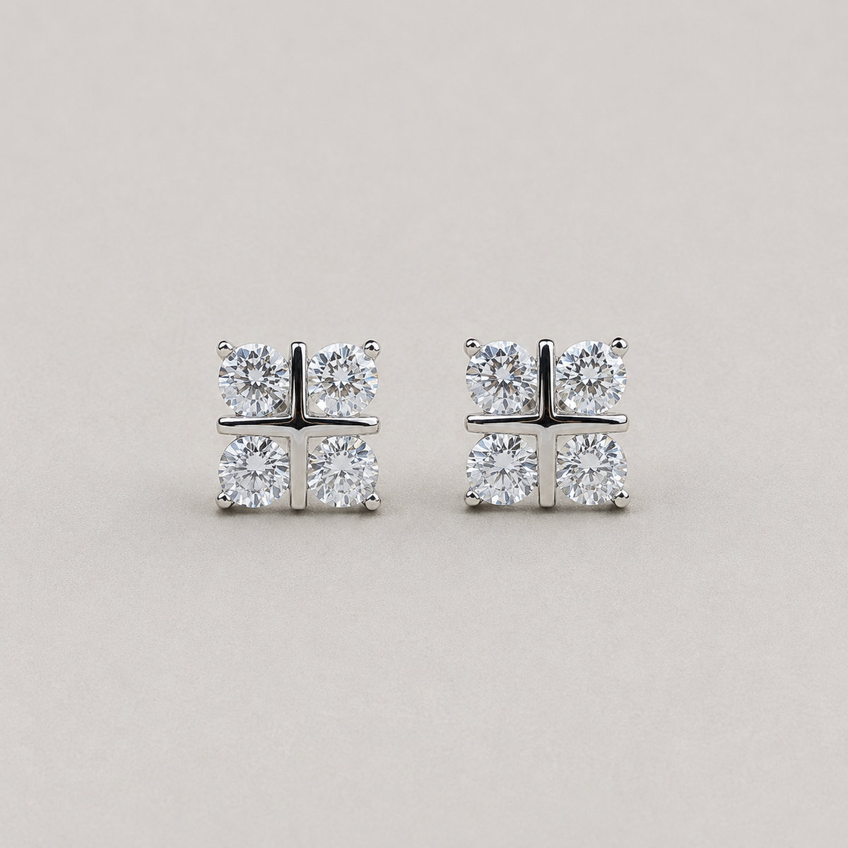 Square Quad-Cluster Stud Earrings