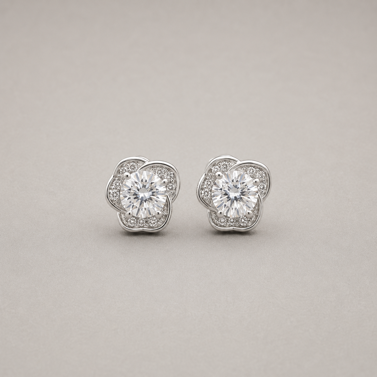 Elegant Triple-Petal Floral Stud Earrings